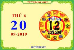 Xem tử vi ngày 20/9/2019 thứ 6 của 12 con giáp