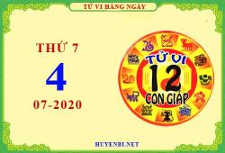 Xem tử vi ngày 4/7/2020 thứ 7 của 12 con giáp giải đoán