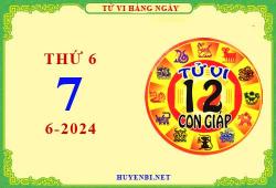 Xem tử vi ngày 7/6/2024 thứ 6 của 12 con giáp chi tiết nhất