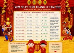 Chi tiết xem ngày cưới tốt nhất tháng 11/2026 Bính Ngọ cho 12 con giáp