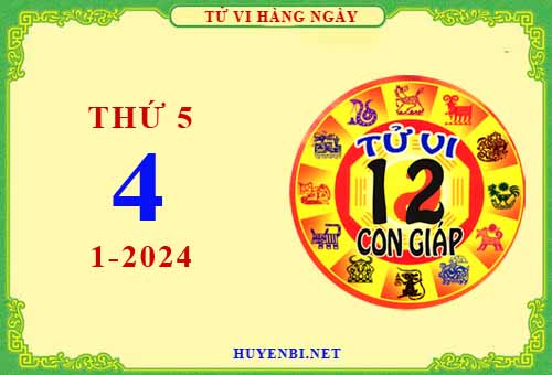 Xem tử vi ngày 4/1/2024 thứ 5 của 12 con giáp chi tiết nhất